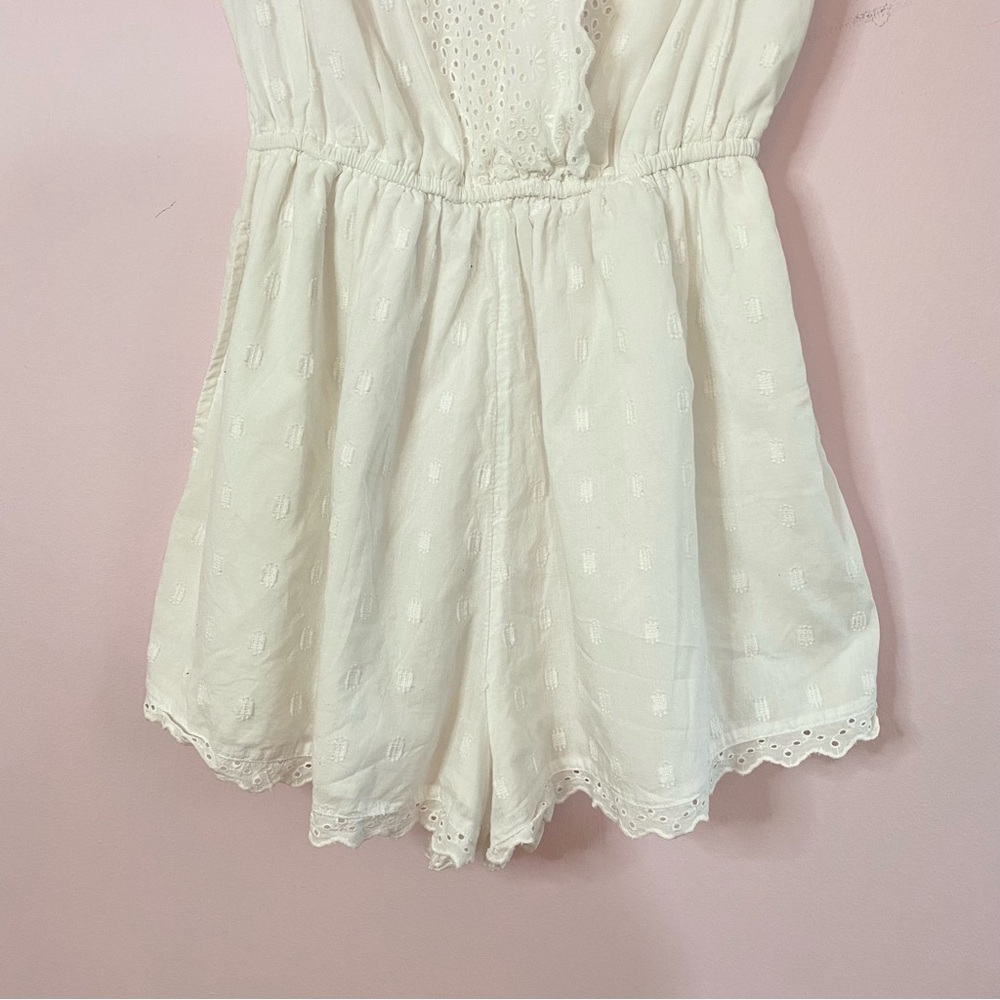 American Eagle Eyelet Pattern Lace White Romper S… - image 6